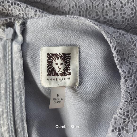 Anne Klein Dress Womens 6 Gray Lace Overlay Shift A-Line Sleeveless Back Zip - Picture 9 of 11